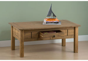 Birlea Santiago Distressed Waxed Finish Solid Pine 1 Drawer Coffee Table (5596158165158)