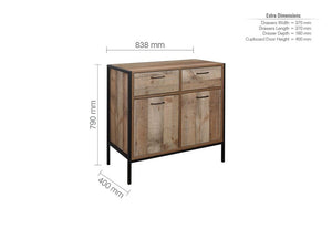 Birlea Urban Rustic Wood Effect with Black Metal Frame 2 Door 2 Drawer Sideboard (5596183003302)