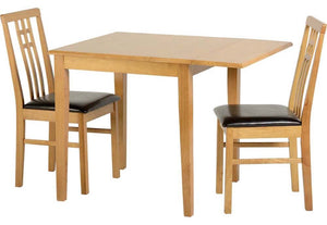 Seconique ViennaOak Drop Leaf Dining Set with 2 Brown Faux Leather Dining Set (5719986897062)