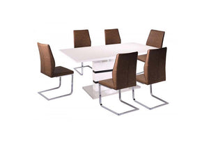 OSD Mytishchi Brown PU with Chrome Leg Dining Chair (7622165954734)