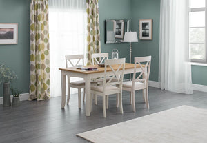 Julian Bowen Davenport Oak and Ivory Base Extending Dining Table (5805866057894)