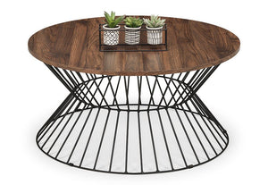 Julian Bowen Jersey Walnut and Oak with Black Metal Base Coffee Table (6542893351086)
