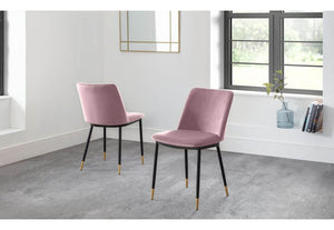 Julian Bowen Delaunay Grey, Blue, Mustard & Dusky Pink Velvet Dining Chair (7582826397870)