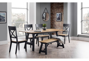 Julian Bowen Hockley Black and Oak Rectangular Bench (5805885587622)