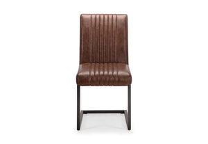 Julian Bowen Brooklyn Brown Faux Leather Cantilever Dining Chair (5633490944166)