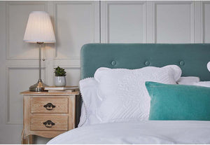 LPD Furniture Pierre Aqua Velvet Upholstered Fabric Bed Double King Size (6164262486190)