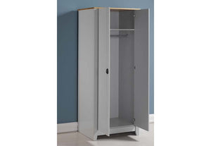 Seconique Ludlow Grey and White with Oak Lacquer 2 Door Wardrobe (5762500788390)