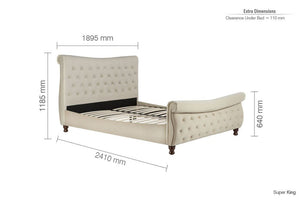 Birlea Copenhagen Warm Stone Upholstered Fabric Bed 5FT King and 6FT Super King (5597375103142)