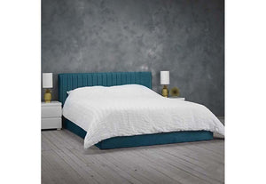 LPD Furniture Berlin Silver and Teal Metal Bed 4FT6 Double 5FT King Size (6556897509550)