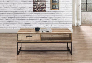 Birlea Urban Rustic Wood Effect with Black Metal Frame 1 Drawer Coffee Table (5596158066854)
