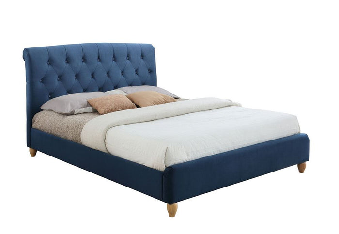 Birlea Brompton Midnight Blue Upholstered Fabric Bed Small Double, Double & King
