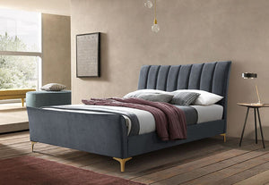 Birlea Clover Green and Grey Upholstered Fabric Bed Small Double, Double, King (5544927920294)
