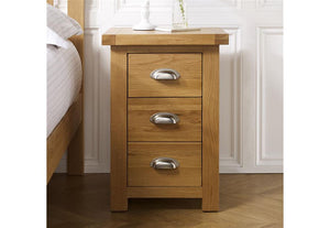 Birlea Woburn 3 Drw Bedside Table/ Nightstand/ Bedside Cabinet Oak/Oak Veneers (5600387137702)