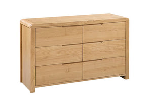 Julian Bowen Curve Waxed Solid Oak 3 Drawer 3 + 2 Drawer 6 Drawer Wide Chest (6570277077166)
