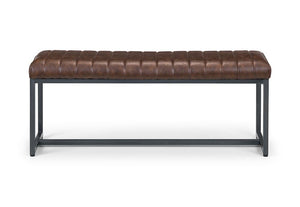 Julian Bowen Brooklyn Brown Faux Leather Upholstered Fabric Bench (5801731621030)