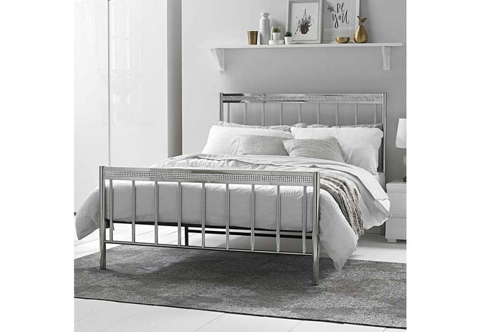 LPD Furniture Bellini Silver Metal Bed 4FT6 Double 5FT King Size