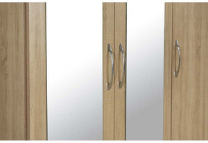 Seconique Nevada Grey, Oyster, Sonoma Oak & White 3 Door 2 Drw Mirrored Wardrobe (6541900710062)