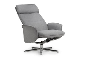 Julian Bowen Aria Grey Linen Recliner & Stool with Chrome Base (5799877148838)