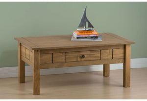 Birlea Santiago Distressed Waxed Finish Solid Pine 1 Drawer Coffee Table (5596158165158)