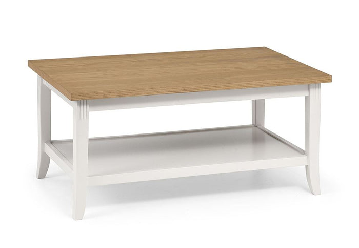 Julian Bowen Davenport Oak Veneered Top with an Ivory Base Coffee Table
