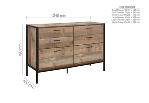 Birlea Urban Rustic Oak Effect 4 Drawer Chest, 6 Drawer Chest and Merchant Chest (5600406601894)