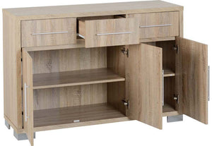 Seconique Milan Sonoma Oak Effect Veneer 3 Door 3 Drawer Sideboard (5748140572838)