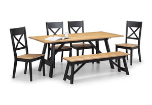 Julian Bowen Hockley Black and Oak Rectangular Bench (5805885587622)
