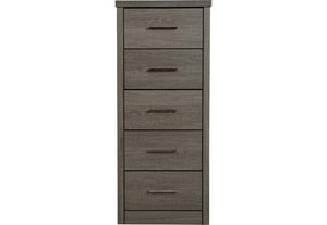 Seconique Lisbon Black Wood Grain and Light Oak 5 Drawer Narrow Chest (5774934442150)