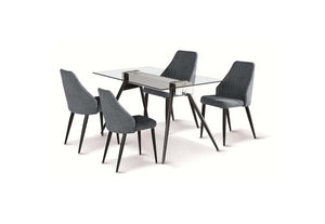 OSD Berezniki Grey Fabric with Black Metal Leg Dining Chair (7622611042478)