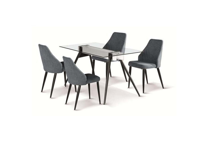 OSD Berezniki Grey Fabric with Black Metal Leg Dining Chair
