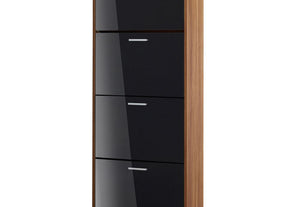 LPD Furniture Strand Black White & Grey High Gloss and Walnut 2 Drw Shoe Cabinet (6167988797614)