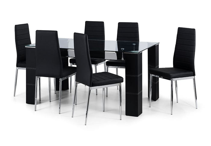 Julian Bowen Greenwich tempered glass with Steel Dining Table