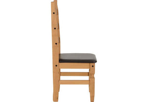 Seconique Corona Distressed Waxed Pine/Cream and Brown Faux Leather Dining Chair (5780959330470)