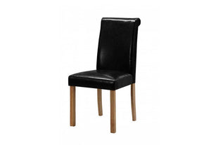 OSD Nijmegen Solid Rubberwood Chair Black & Brown PU Dining Chair Set of 2 (7622155108526)