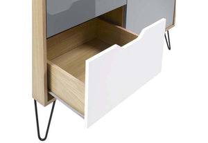 Seconique Bergen Oak Effect with White and Grey Tall Sideboard/Wine Rack (5732314677414)