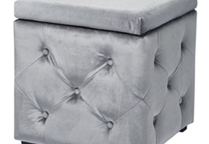 LPD Furniture Valentina Charcoal, Beige & Silver Fabric Storage Box (6168020222126)