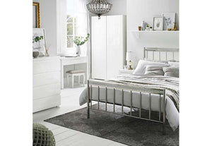 LPD Furniture Bellini Silver Metal Bed 4FT6 Double 5FT King Size (6556890333358)