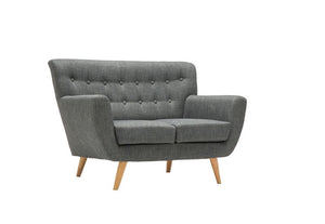 Birlea Loft Grey Buttoned Wing Back 3 Seater 2 Seater Upholstered Fabric Sofa (5600597901478)