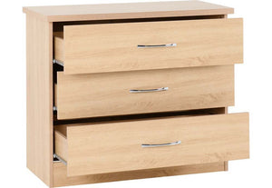 Seconique Nevada Grey, Oyster, Sonoma Oak and White 3 Drawer Chest (5774986772646)