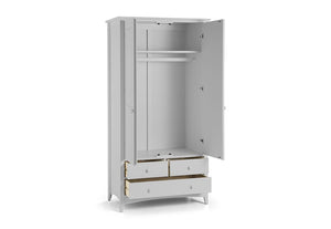 Julian Bowen Cameo Stone White Solid Pine Dove Grey 2 Door 3 Drawer Wardrobe (6570245980334)