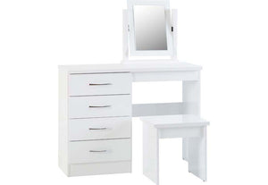 Seconique Nevada Grey, Oyster, Sonoma Oak and White 4 Drawer Dressing Table Set (5769105014950)