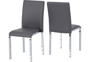 Seconique Charisma Grey White Dining Set Table with 4 Faux Leather Chairs (6187081924782)