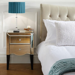 Birlea Palermo Mirrored Glass 2 Drawer Bedside Table/ Nightstand/Bedside Cabinet (5595959034022)