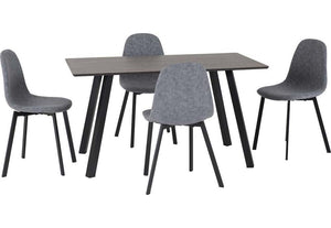 Seconique Berlin Black Wood Grain/Black/Dark Grey Fabric Dining Set (5718921445542)