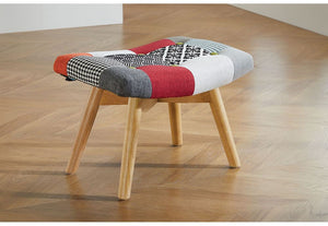Birlea Sloane Patched Multicolour Polyester Upholstered Fabric Stool (5596128673958)