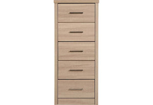 Seconique Lisbon Black Wood Grain and Light Oak 5 Drawer Narrow Chest (5774934442150)