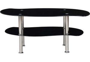 Seconique Colby Clear Glass and Black Glass with Silver Coffee Table (5762055078054)