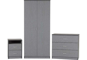 Seconique Felix Grey 3 Piece Bedroom Furniture Set (5728011747494)