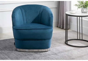 Birlea Cleo Grey and Midnight Blue Upholstered Fabric Accent Chair (5782472556710)