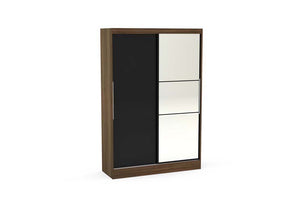 Lynx Walnut & Black Gloss Bedroom Furniture Wardrobe Chest Bedside by Birlea (6771742867630)